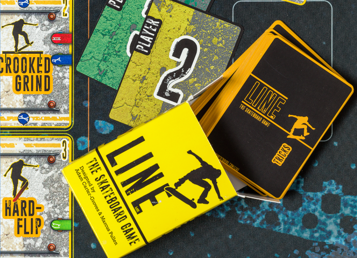 Line: The Skateboard Card Game image Box and cards